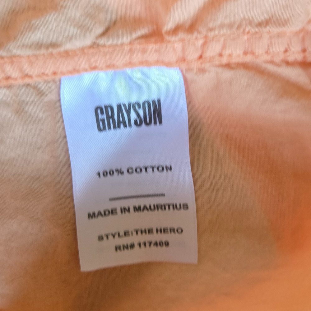 Grayson The Hero Button Up Shirt Size XS 01 Peach Pink Long Sleeve 100% Cotton - Picture 7 of 8
